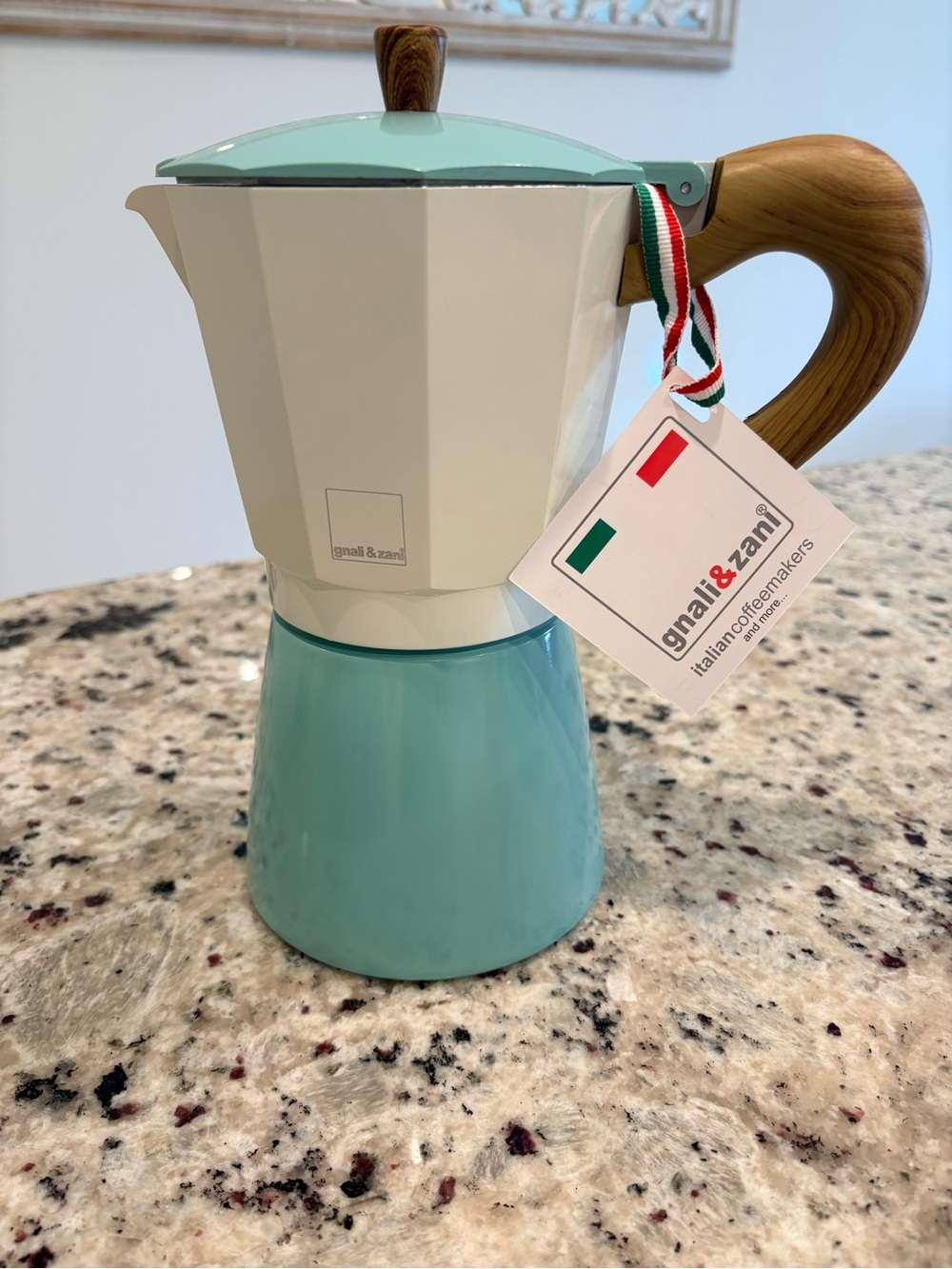 Gnali & Zani Two-Tone Moka Pot Coffee Maker - Cream and Aqua
